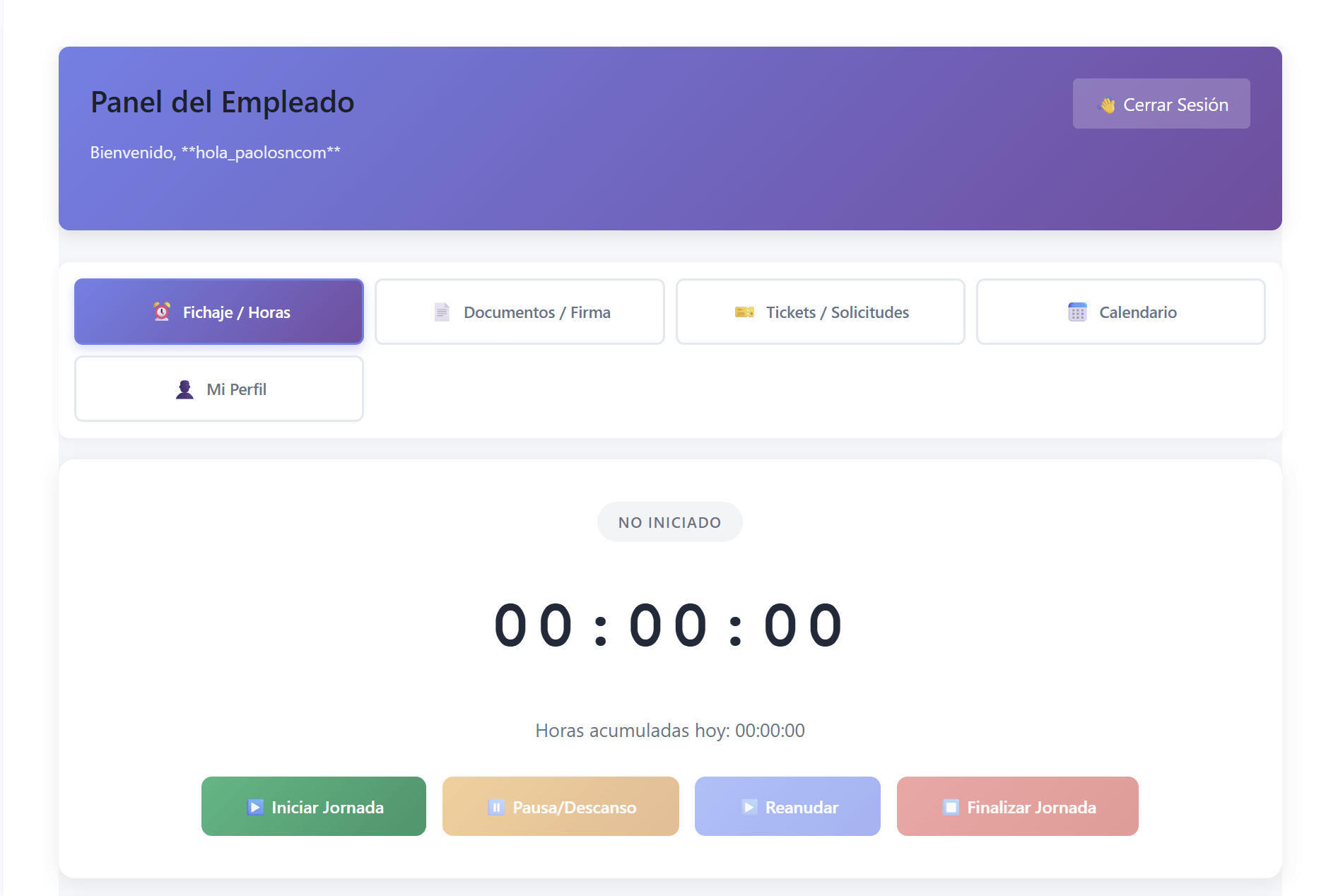 Panel Empleado - Fichaje rápido, documentos y solicitudes en un solo lugar